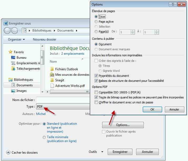 Créer des PDF avec Office 2010 ou 2013