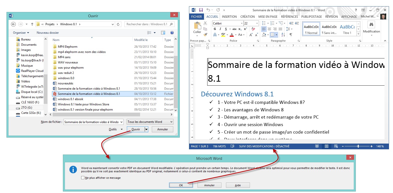 Modifier un fichier PDF dans Word 2013