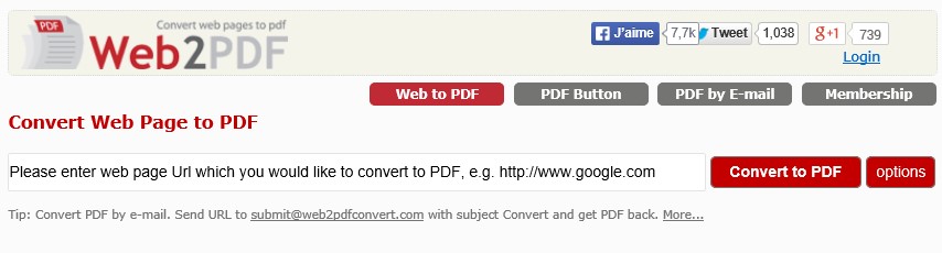 web2pdf - convertir pdf en ligne